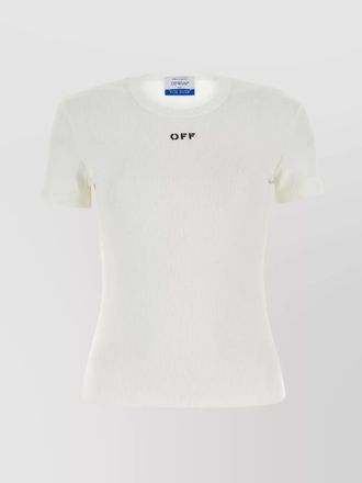 Off-white ribbed stretch cotton logo t-shirt