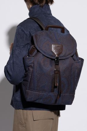 Etro Backpack With paisley Motif, Mens, Navy Blue