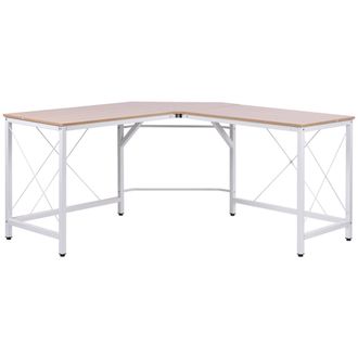 HOMCOM Homcom - Escritorio En Forma De L Escritorio Esquinero Moderno Con Marco De Acero Carga 70 Kg Para Oficina Hogar Estudio 150x150x76 Cm Roble