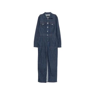 7 For All Mankind Utility Front-slit Maxi Denim Dress