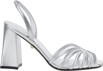 Alevì tara Metallic Sandals With Elastic Ankle Strap And Block Heel In Leather Woman