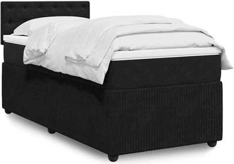 vidaXL Cama Box Spring Con Colch&oacute;n Cuero Sint&eacute;tico Negro 90x190 Cm Vidaxl