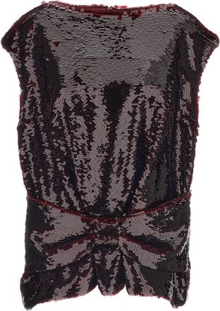 Simone Rocha Dark Red Boxy Peplum Sequin Tank Top