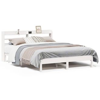 Berkfield Home Bed Frame without Mattress White 150x200 cm King Size Solid Wood Pine