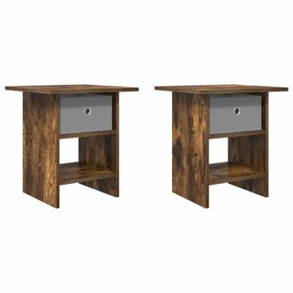 vidaXL Mesita De Noche Con Caj&oacute;n 2 Pcs Roble Ahumado 41 X 40 X 45 Cm Vidaxl