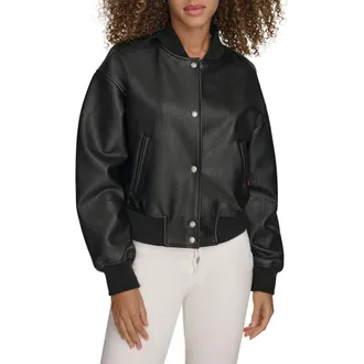 Levi's Relaxed Faux Leather Bomber Jacket in Blk Black at Nordstrom Rack, Size Medium