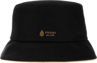 Prada Womens Black Re-Nylon Reversible Bucket Hat Nero+cammell Cappelli E Fasce Per Capelli
