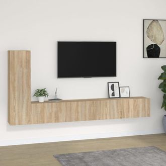 Berkfield Home 3 Piece TV Cabinet Set Sonoma Oak Engineered Wood in Brown