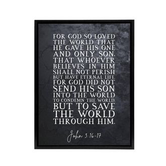 Artery8 John 3 16 17 Eternal Life Sent His Bible Quote Framed Canvas Wall Art Print in Grey | Size: W24 x H32