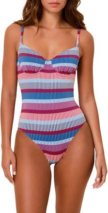 Solid & Striped The Taylor Striped Underwire One-Piece Swimsuit in America Technicolor Mosaic at Nordstrom, Size X-Small