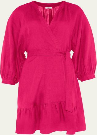 Eres Aimant Mini Linen Wrap Dress