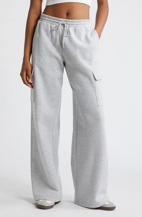 BP. Baggy Wide Leg Cargo Sweatpants in Grey Soft Heather at Nordstrom Rack, Size Medium