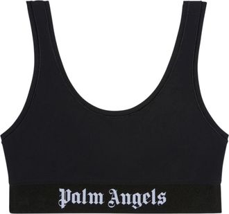 Palm Angels Top met logo-print - Dames - Sport BHs - Zwart - XL - Fitness