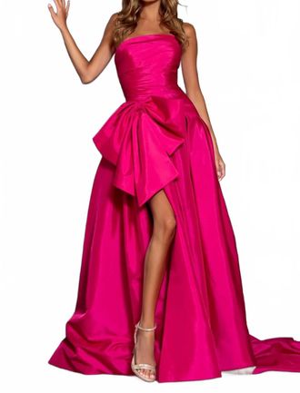 Sherri Hill Strapless Tafetta Evening Gown In Fuchsia
