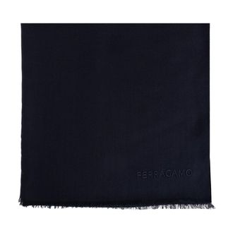 Ferragamo Scarves, male, Blue, Size: ONE SIZE Cashmere Scarf with Embroidered Logo