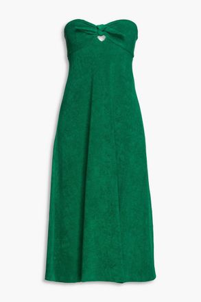 Zimmermann Strapless cutout cotton-blend terry midi dress - Green - 1