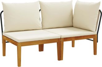 vidaXL 2 Uds. Conjunto De Jard&iacute;n Con Cojines Natural Vidaxl