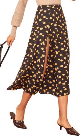 Reformation Zoe Side Slit Midi Skirt in Amy at Nordstrom, Size 12