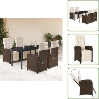 vidaXL Cuscini da seduta - vidaXL Set da Pranzo da Giardino 5pz con Cuscini in Polyrattan Marrone - Cuscini da giardino