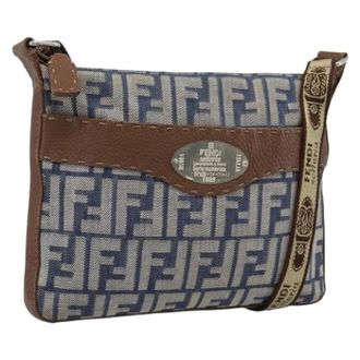 Fendi Pre-owned Zucca Canvas Shoulder Bag - Dames - Pre-owned - Blauw - Maat: ONE Size