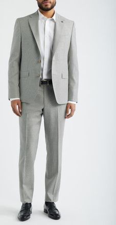 Jack Victor Esprit Contemporary Fit Light Grey Micro Houndstooth Super 130s Wool Suit at Nordstrom, Size 40 Regular