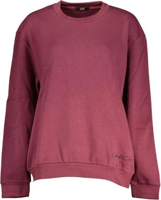 Cavalli Paarse Crew Neck Sweatshirt met Borduursel - Dames - Sweatshirts - Paars - XS - Katoen - Hoodies & sweatvesten