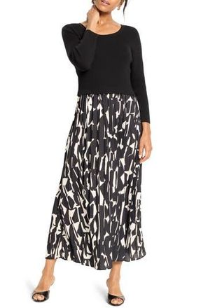 Nic+Zoe Onyx Print Long Sleeve Maxi Dress in Black Multi at Nordstrom Rack, Size X-Large