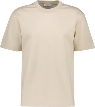 Nn.07 Nat SS Logo Tee 3457 - Heren - T-shirts - Beige - M - Katoen - Tops