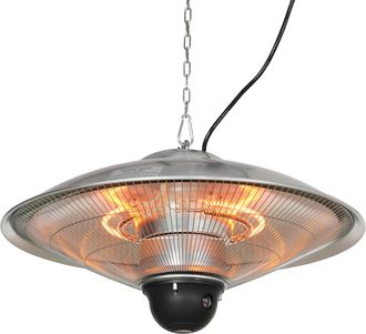 OUTSUNNY Calefactor Exterior De Techo 1010/2210w Estufa De Infrarrojos Con Mando A Distancia 2 Niveles De Calor Protecci&oacute;n Ip44 Aluminio &Oslash;58,5x33 Cm