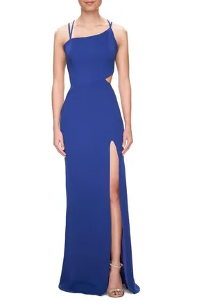 La Femme Asymmetrical Jersey Prom Dress with Cut Outs in Royal Blue at Nordstrom, Size 6