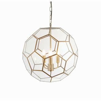 Endon Lighting Miele - 3 Light Spherical Pendant Antique Brass, Glass, E14