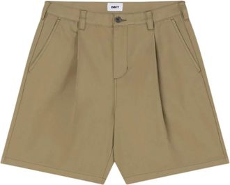 Obey Geplooide wijde pijp shorts - Zeemeermin - Heren - Korte Broeken - Beige - W28 - Polyester - Korte Broeken
