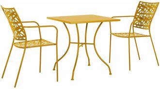 BIZZOTTO Bizzotto - Set Pranzo Kelsie Tavolo 70x70 cm + 2 Poltrone Acciaio Colore Ocra