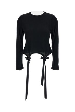 Simone Rocha Black Bow Tail Easy Cropped T-Shirt