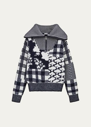 Loewe Geometric Patchwork Half-Zip Sweater