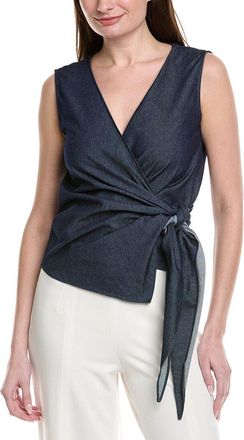 Gracia V-Neck Wrap Over Sleeveless Denim Top