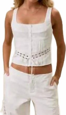 Le Lis Blanc Deux Lucy Pintuck And Lace Trim Top In White