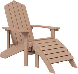 vidaXL Garden Adirondack Chair with Footstool HDPE Brown vidaXL