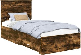 vidaXL Estructura De Cama Con Cabecera Roble Ahumado 90 X 200 Cm Vidaxl