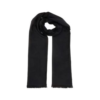 Saint Laurent Winter Scarves, unisex, Black, Size: ONE SIZE Wool Jacquard Logo Scarf