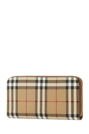 Burberry Plaid Canvas Wallet - Beige
