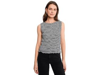 Madewell Sachi Smocked Tank Top Stripe Womens Clothing Jet Black : LG (Womens 10-12), Cotton/Linen