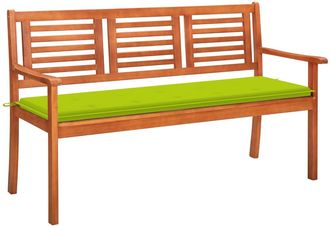 vidaXL Banco De Jard&iacute;n 3 Plazas Madera Maciza Eucalipto Y Coj&iacute;n 150 Cm Vidaxl