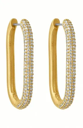 Dean Davidson Medium Juliette Pav&eacute; Hinged Hoop Earrings in White Topaz/gold at Nordstrom
