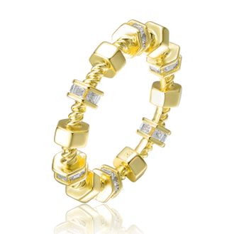 Rachel Glauber Gold Plated Cubic Zirconia Band Ring