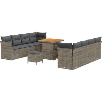 vidaXL Conjunto De Sof&aacute; De Jard&iacute;n Manual 11 Pcs Gris 80 X 80 X 71 Cm Vidaxl