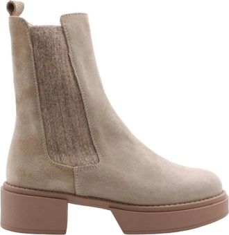 &Egrave; Mia Stijlvolle Koolvis Laars - Dames - Chelseaboots - Beige - 37 EU - Schoenen