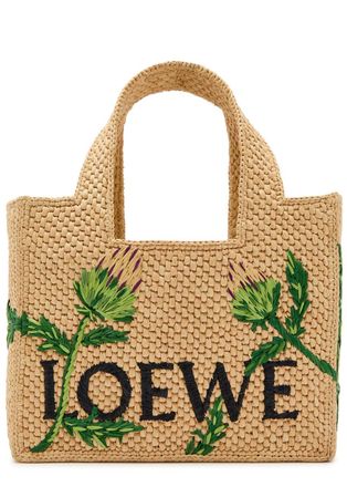 Loewe X Paulas Ibiza Embroidered Small Raffia Tote bag - Natural - One Size