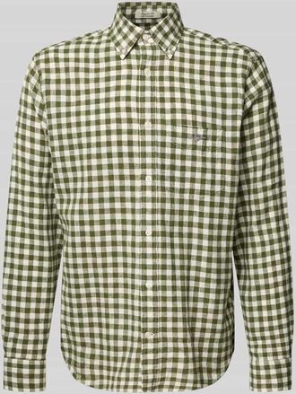 GANT Regular Fit Leinenhemd mit Baumwoll-Anteil Modell GINGHAM in Oliv, Gr&ouml;&szlig;e XXXL