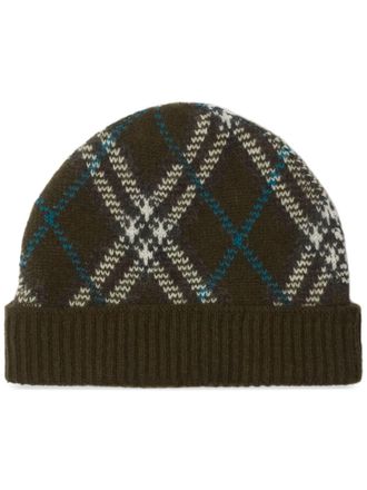 Burberry check beanie - unisex - Polyamide/Polyester/Cashmere - One Size - Grey